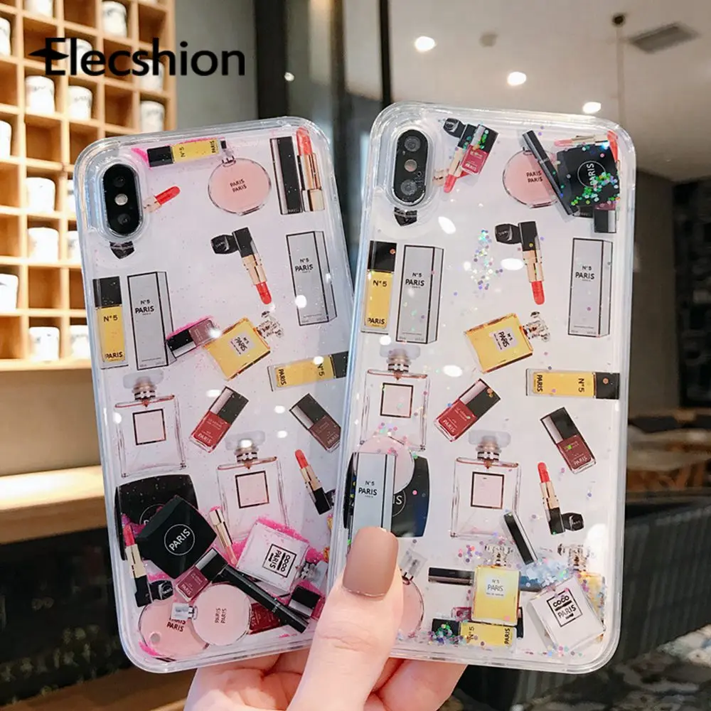 

Glitter Liquid Quicksand Case For iPhone 7 8 Plus XR X 6s 6 Plus Case XS max Cute Perfume Bottle For Apple iPhone 7 8Covers Capa