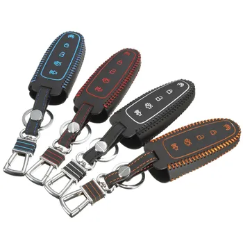 

Hot 5 Buttons Leather Car Remote Key Case Cover Holder Edge Explorer MKX MKT For Ford