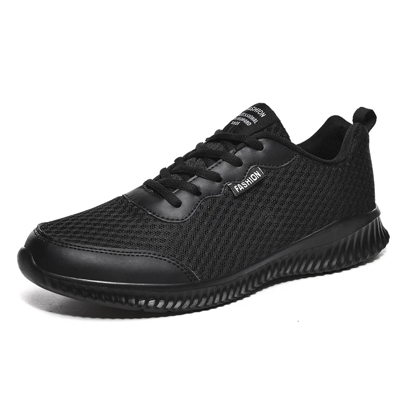 Flat-Shoes Casual Sneakers Sports-Spring Black Walking Breathable Running Men Lace-Up