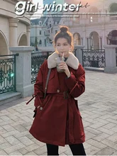

Plush Thickened Coat Jacket Pie Overcomes women's Autumn and Winter 2021 New Medium Length Waist, Slim Lamb Down Collar