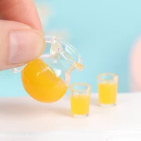 3Pcs/set 1:12 Dollhouse Miniature Food Drink Cup Orange Juice Jug Model Kitchen Decoration For Doll House Kids Toys Gift 1
