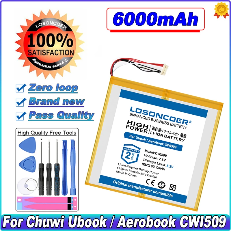 

LOSONCOER 6000mAh Tablet Battery For Chuwi Ubook / Chuwi Aerobook CWI509 HW-31130148 H-31130148P Tablet PC 7-wire Battery