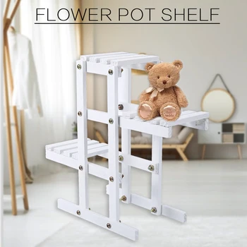

White Plant Flower Pot Shelf Wooden Multi-layer Plant Stand Succulent Shelf Rack Indoor Balcony Garden Plant Storage Decoration