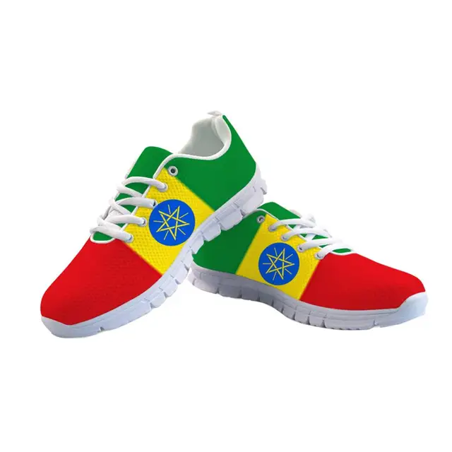 Ethiopie homme chaussures gratuit personnalisé nom numéro photo eth garçon  chaussures nation drapeau et logo éthiopien amharique collège chaussures  décontractées | AliExpress