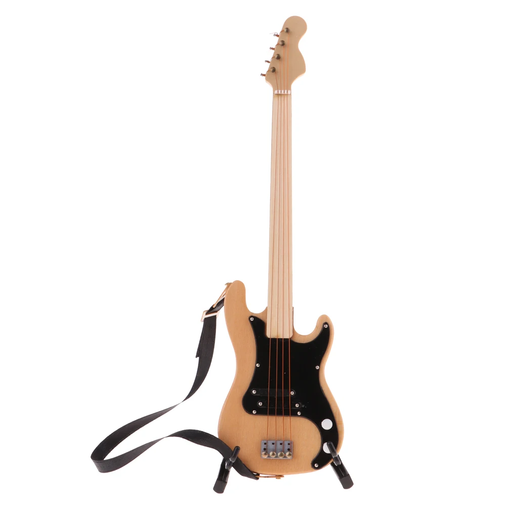 1/6 Delicate Wooden Electric Bass Model Musical Instrument for Action Figures   Kit #1