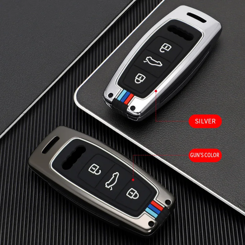 Custodia/cover per Chiave/telecomando in lega di zinco per Audi A6L A7 A8 Q8 Etron C8 D5 2019 2020 Car Key Cover Holder Shell Skin - H5aa4061292fa4b01921b1b9a1251546bl