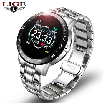 

LIGE Smart Watch Men Fitness Tracker IP67 Waterproof Heart Rate Blood Pressure Pedometer For Android ios Sports smartwatch +Box