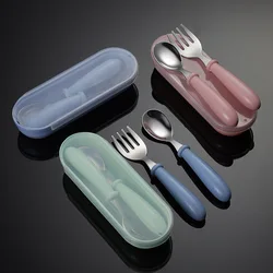 Baby Gadgets Tableware Set Children Utensil Stainless Steel Toddler Dinnerware Cutlery Cartoon Infant Food Feeding Spoon Fork