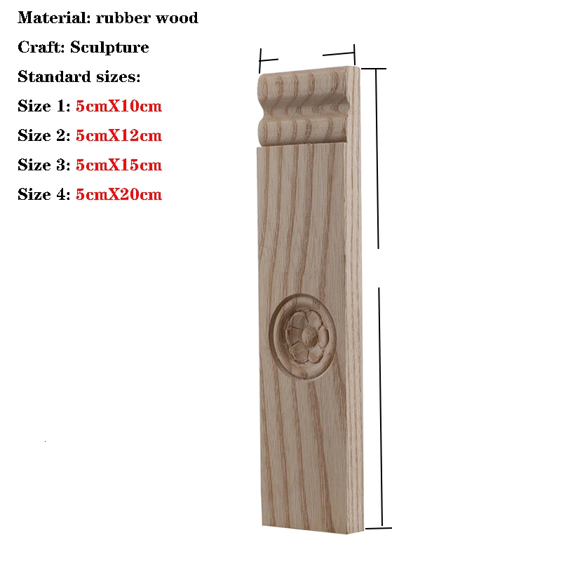 RUNBAZEF Wood Applique Decal Figurines Wooden Carved Decor Unpainted Large Crown Leaves Rectangle Flower Furniture Doors Home ornament crafts