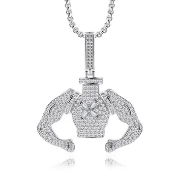 

Men'S Iced Out Cubic Zircon Muscle Hercules Pendants&Neckalce Hip Hop Jewelry For DJ Rapper Gift Drop Shipping