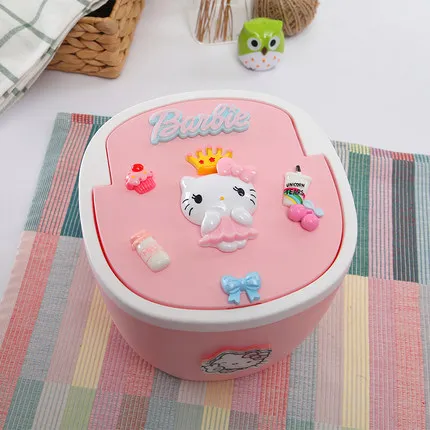 Hello kitty Настольный мусорный бак Doraemon милый эластичный чехол Домашний Мини Пресс спальня мусорный бак офисный стол мусорный бак мусорное ведро - Цвет: Kitty Crown with bag