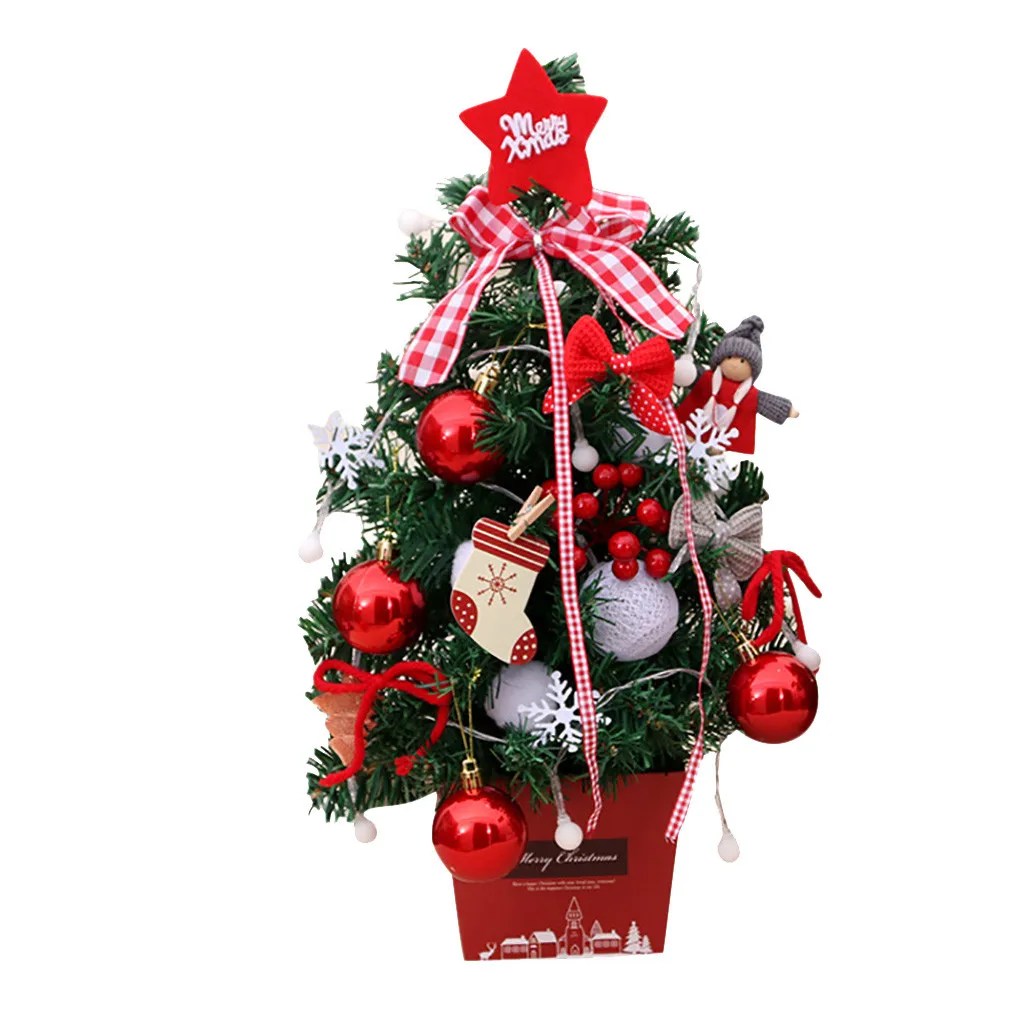 Счастливый Рождественский подарок светодиодный искусственный настольный мини-елка год фестиваль миниатюрное украшение для рождественнской елки# Y