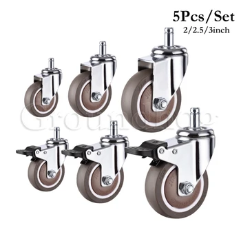 

5Pcs/Set Mute Swivel Caster Wheels 2/2.5/3 Inch Universal circlip Rubber Mute Casters Replacement Office Chair Gaming Chair