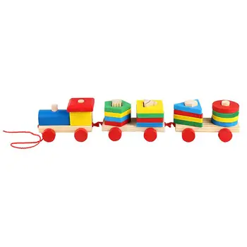

1 Set of Drag Train Assembly Toy Three Blocks Train Toy Educational Toy for Baby Home School