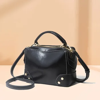 

2020 New Style WOMEN'S Bag Fashion Shoulder Bag Retro Handbag Oil Skin Square Sling Bag