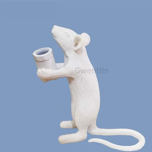 White A SELETTI смолы мышь настольные лампы Современные Настольный календарь с изображением животных огни спальня прикроватная Светодиодная лампа подставка ночные светильники Кабинет домашний декор - Цвет абажура: White A