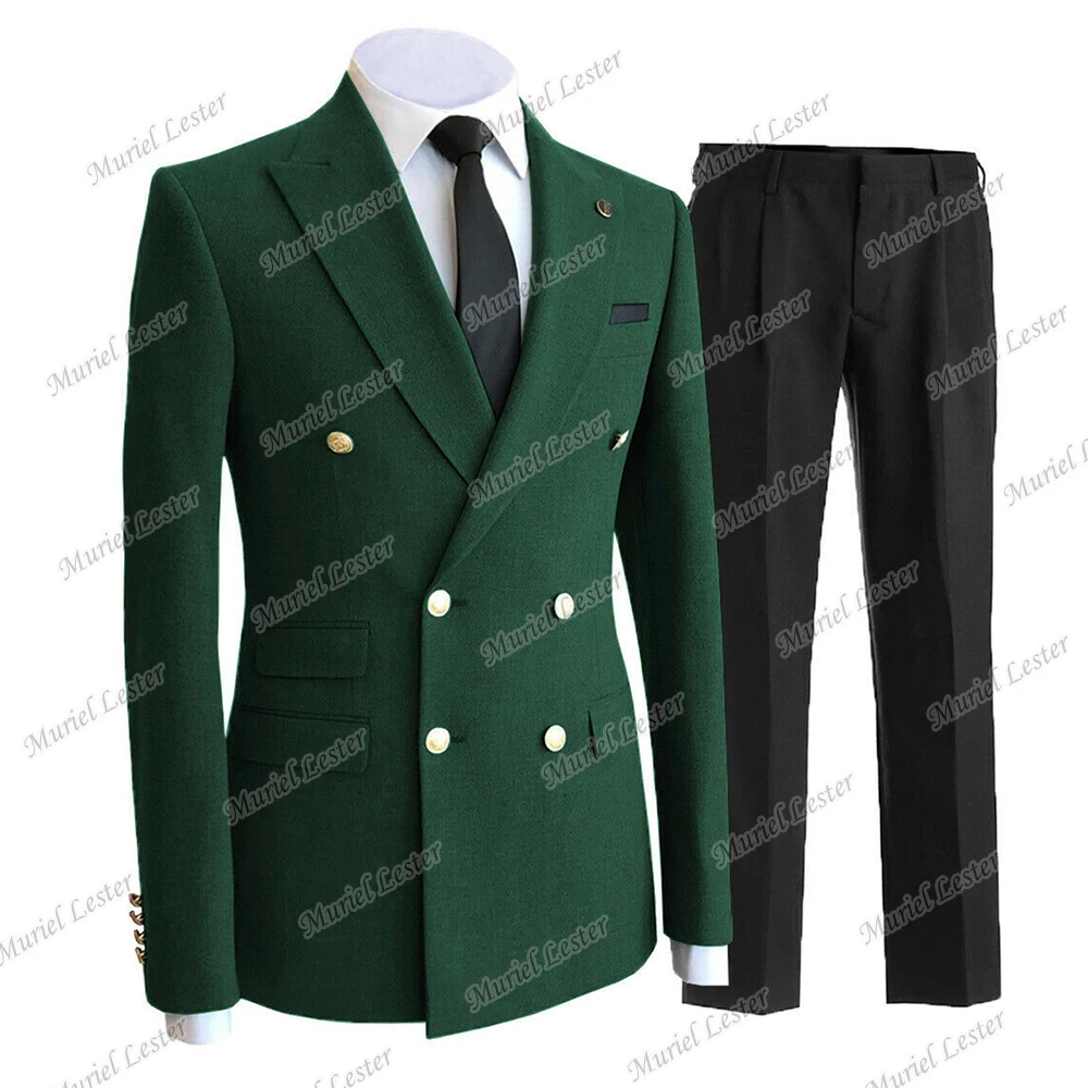 Trajes De Hombre Tailor-Made Suits Double Breasted Jackets With Pants Slim Fit Groom Wear Wedding Tuxedos Blazer Masculino 2021 casual blazer for men