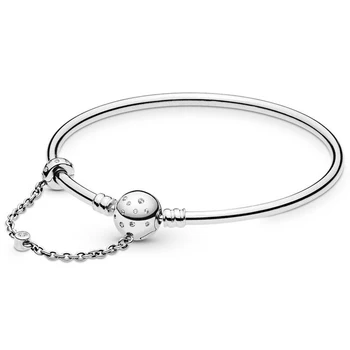 

New 925 Sterling Silver Bracelet Polka-dot Stone-embellished Ball Clasp Bracelet Bangle Fit Women Bead Charm Diy Pandora Jewelry