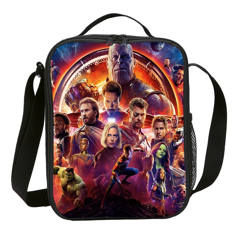 

NEW Design School Lunch Bags The Avengers 4 Captain America Print Insulation Cooler Bags Shoulder Thermal Oxford kid Lunch Pouch