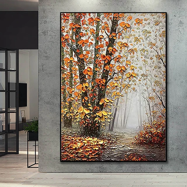 Pittura a olio dipinta a mano 3D su tela albero fiori quadri astratti  immagini per la casa soggiorno decorazione murale dipinti arte - AliExpress