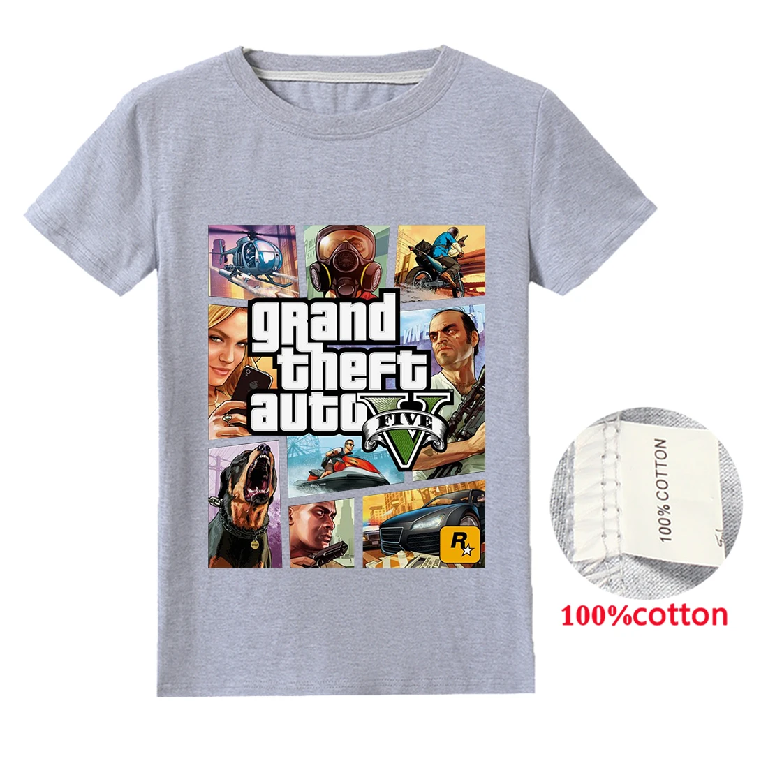 Новые летние футболки детская одежда для мальчиков с принтом «Grand Theft Auto GTA 5» хлопковые футболки с короткими рукавами Топы для малышей, Детская толстовка с капюшоном
