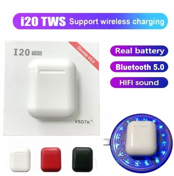 i20 TWS Беспроводная гарнитура bluetooth наушники 1:1 Беспроводная зарядка Bluetooth для всех смартфонов pk W1 чип i30 i100 tws