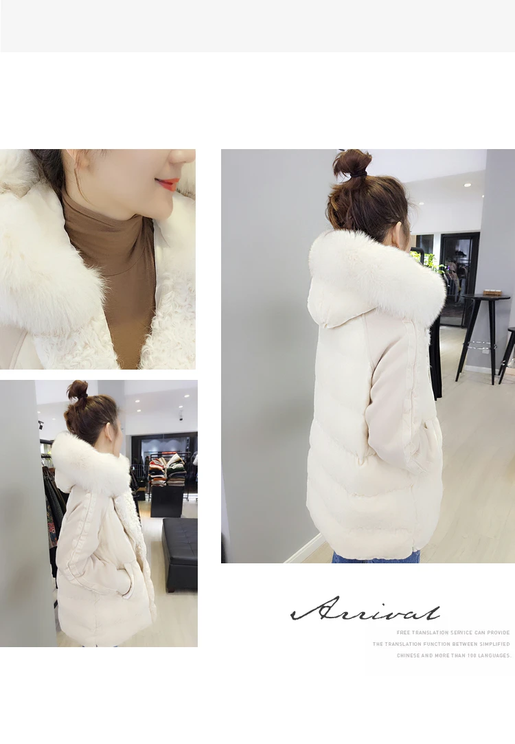 BOBOWALTZ Ozhouzhan WOMEN'S Dress Winter New Style Elegant Mid-length Korean-style Hooded Fur Collar down Jacket