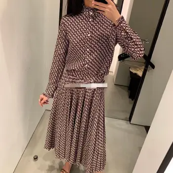 

HIGH QUALITY New 2020 Fashion Designer Runway Print Suits Women Single Breasted Long Sleeves Shirt + Mid-Calf Pleated Skirt Sets