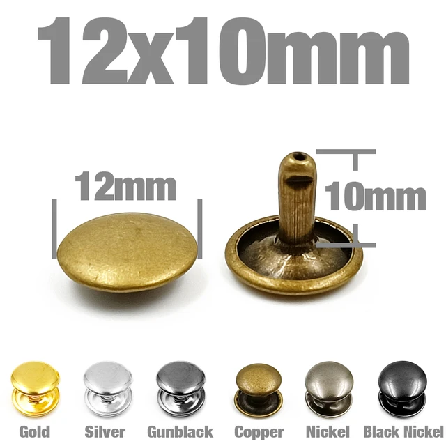 100Sets 5-12mm Metal Double Cap Rivets Stud Round Nail Spike For Leathercraft Repair Shoes Bag Belt Clothing Garment Accessories 12x10mm