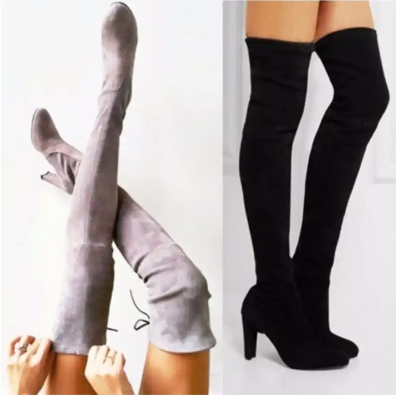 34 43 botas mulher alta com afiado overknee botas de volta longo|Botas p/ neve| - AliExpress