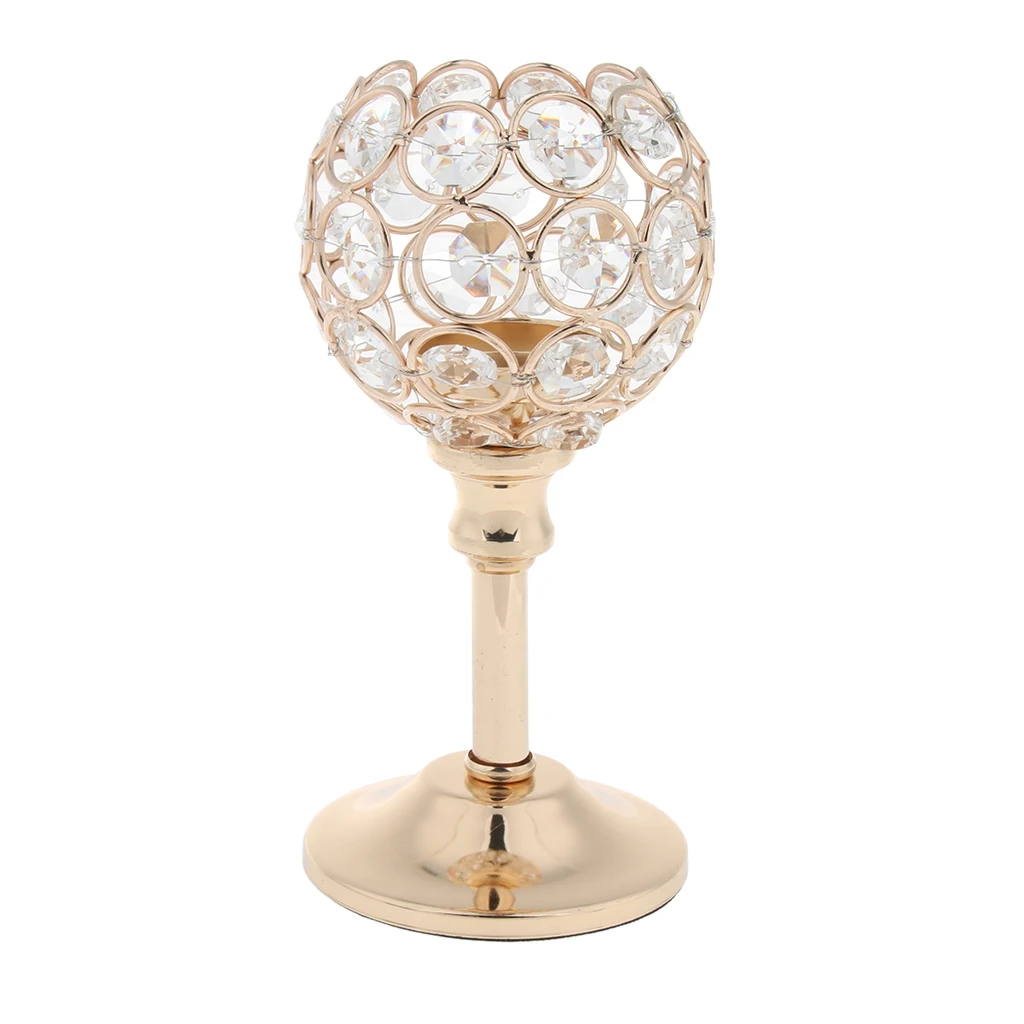 Crystal Metal Candle Holder Candlestick Wedding Holidays Christmas Events Tabletop Decor Ornament Votive Tea Light Diamante