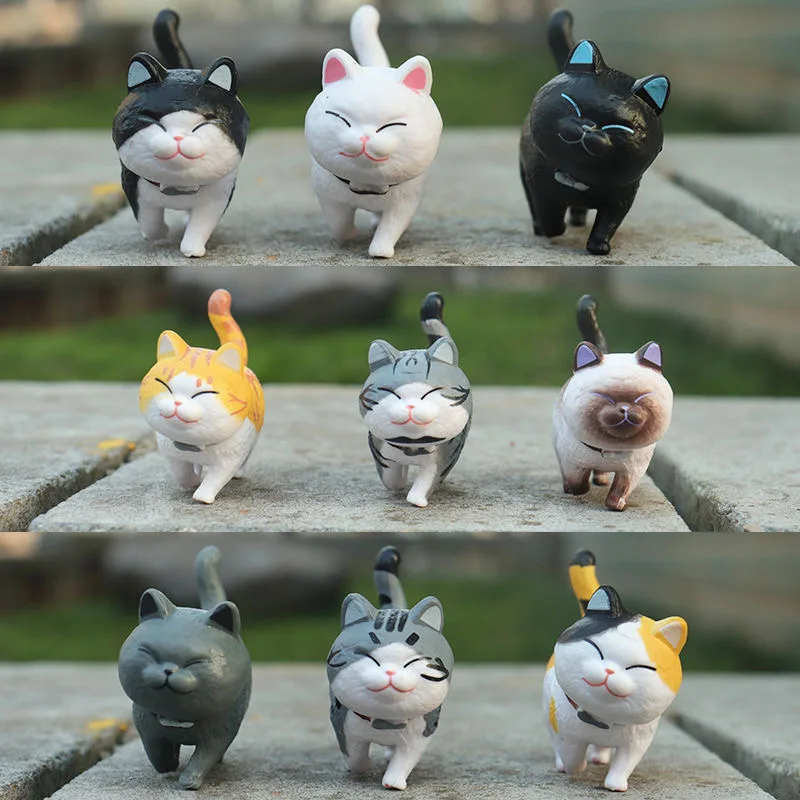 Ornament Crafts Miniature Figurines Miniature Ornament Cat Toy Ornaments Cat Figurine Decoration Cat Figurines 1pcs Mini Cute Cat Ornaments PVC Animal Miniatures Figures Toy Home Decorations Desktop Car Decor New Year Gift