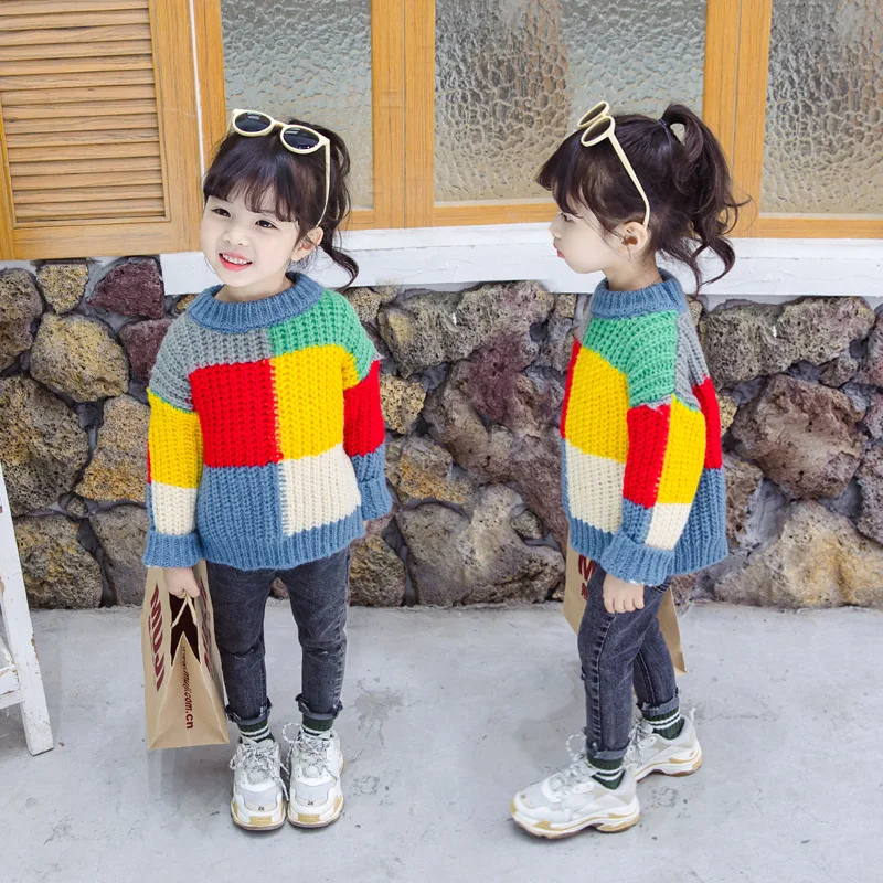 

Girl'S Sweater Childrenswear 2019 Spring And Autumn New Style Korean-style Children Autumn Casual Mixed Colors Sweater Fashion