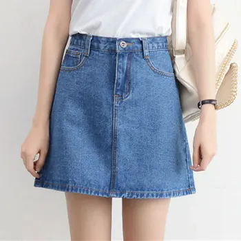 

Sexy Women Denim Mini Skirt Fashion Summer High Waist Korean Black Skirt Blue Package Hip Jeans Harajuku Plus Size Cotton 2020