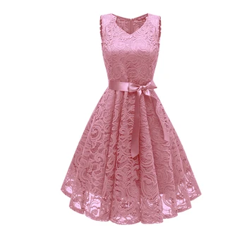 

New sumer dress woman Evening Dress New Arrival Lace V Neck Evening Gowns Sexy formal dress Bow party dresses