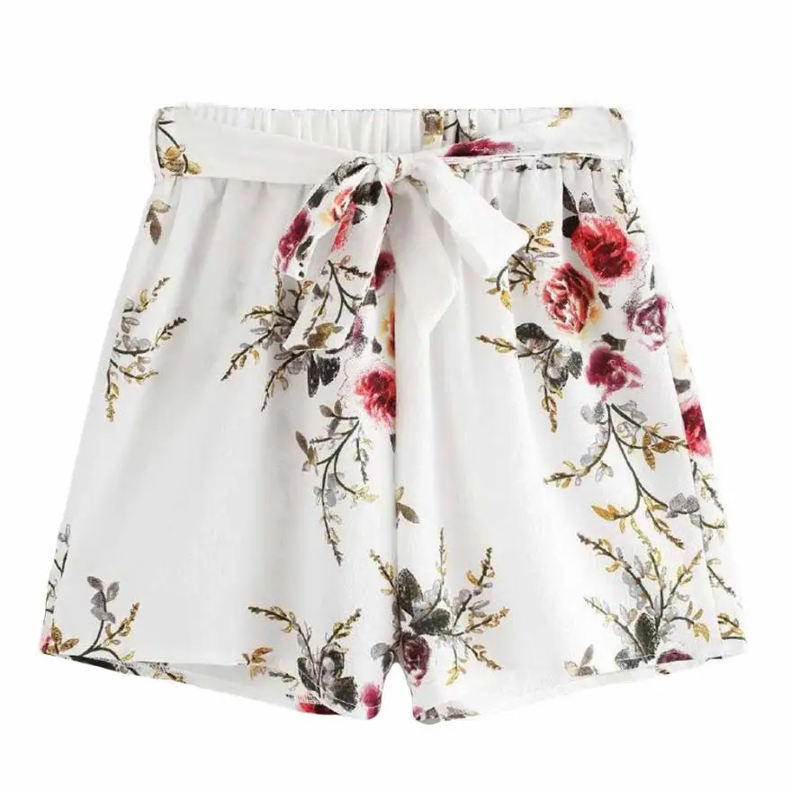 

Zogaa Floral Print Shorts Women Summer Beach Workout Hot Shorts High Waist Floral Printed Short Skirts Women Drawstring Shorts