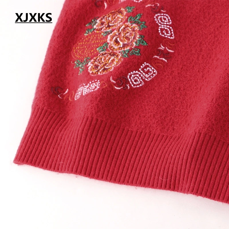 XJXKS женский свитер женская зимняя одежда Emboridery Pull Femme Hiver джемпер для мамы среднего возраста плюс размер женские свитера