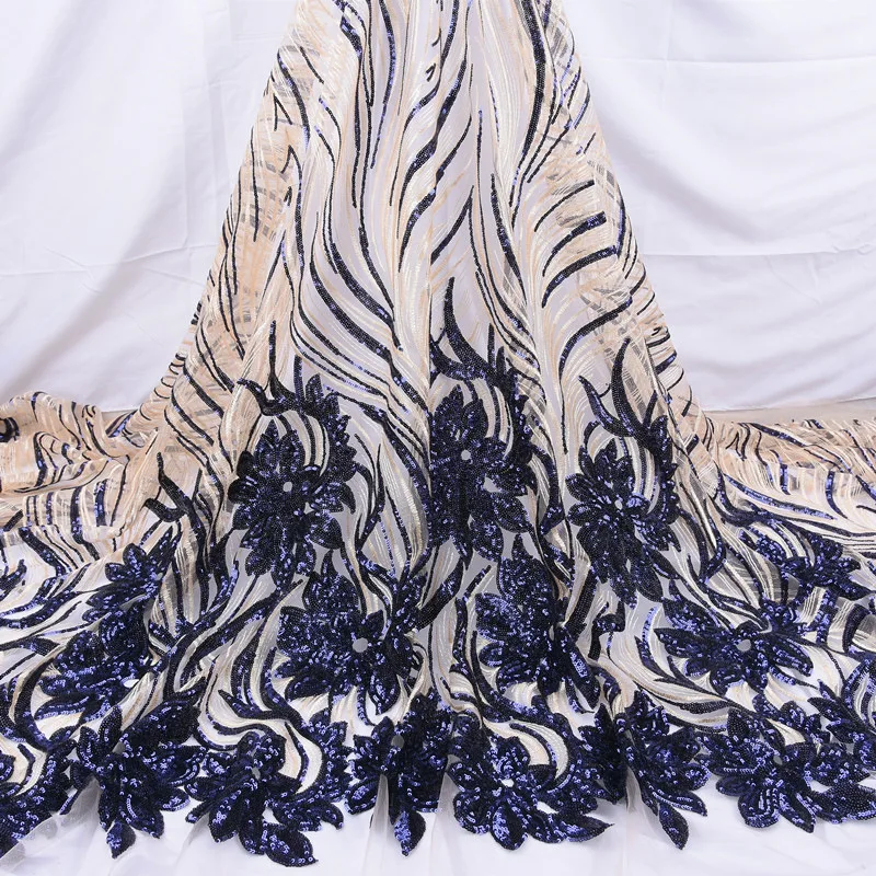 Замечательная африканская кружевная ткань, красивая вышивка пайетками, тюль, французская кружевная ткань для модного вечернего платья, 5 ярдов \ Лот - Цвет: 08