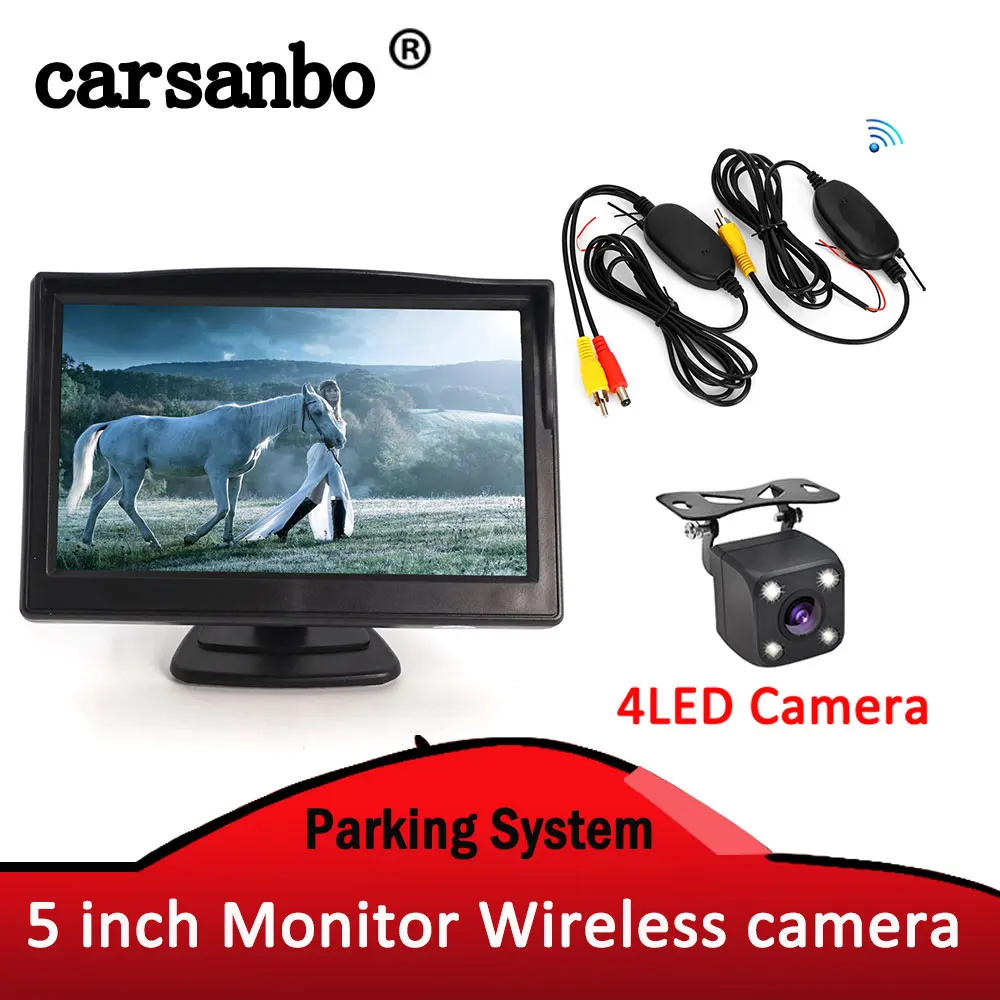 

carsanbo 5 Inch Car Monitor Reverse Parking System With car Rear View Camera and 2.4 G Wireless Transmitter & Receiver optional