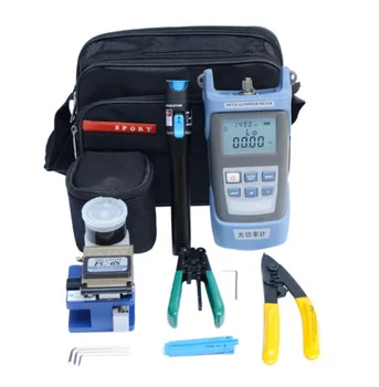 

12-piece FTTH fiber optic tool includes optical power meter FS-6C cutter and 1mW 1KM red light pen
