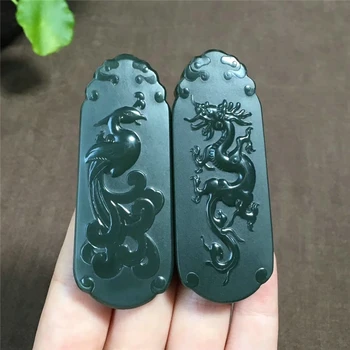 

Hetian Yuqing Yulongfeng pair of pendants, fine materials, carved dragons and dragons, Xiangxiang yu carving