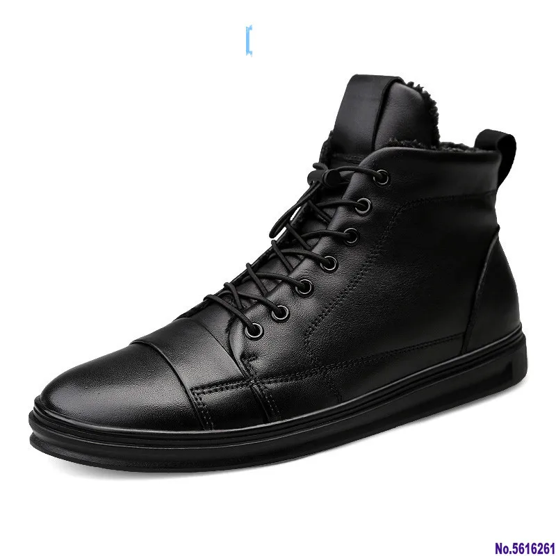 

New Big Size Men Shoes High Quality Genuine Leather Men Ankle Boots Fashion Black Shoes Winter Men Boots Warm Shoes With Fur