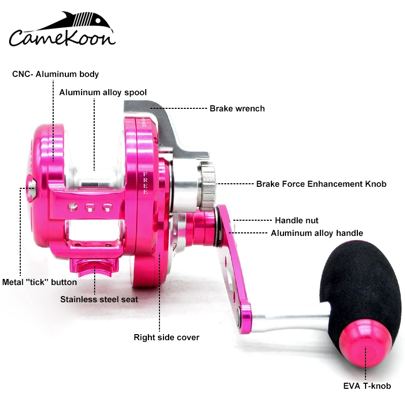 CAMEKOON CNC медленная катушка для джигинга, высокоскоростная катушка 6,3: 1, морской турнир, большая игра, 32 кг, супер-светильник, идеальная катушка для левого и правого троллинга