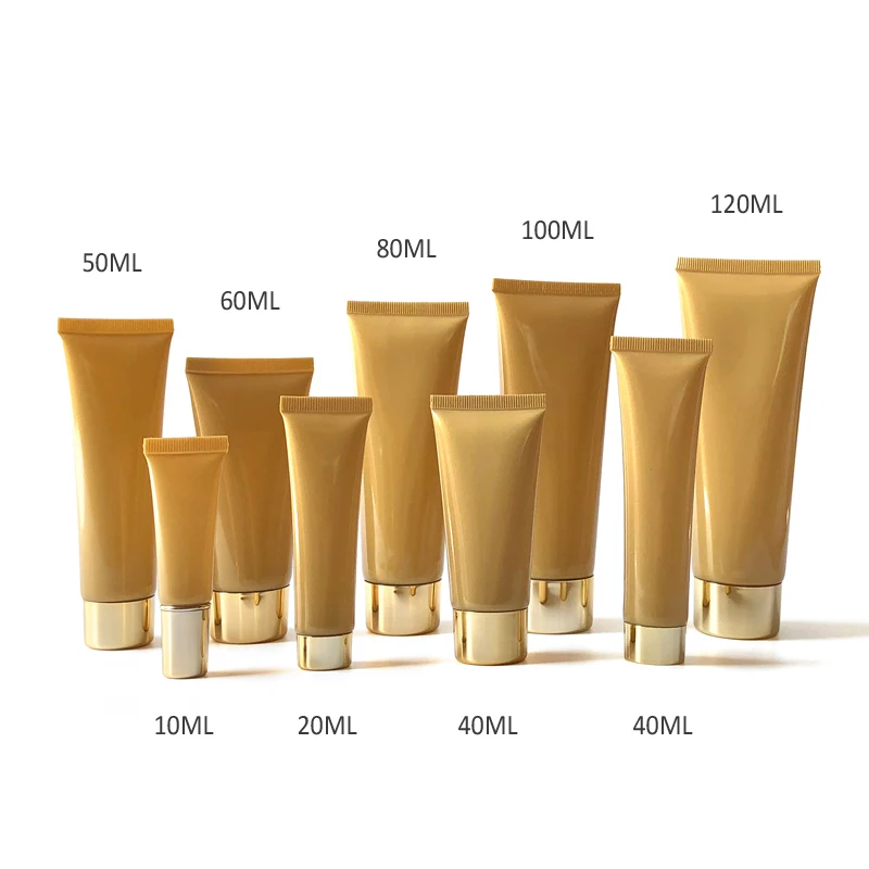 

10ml 15ml 20ml 50ml 60ml 80ml 100ml Plastic Gold Soft Bottle Empty Lip Gloss Cream Yellow Tube Lotion Packaging Container