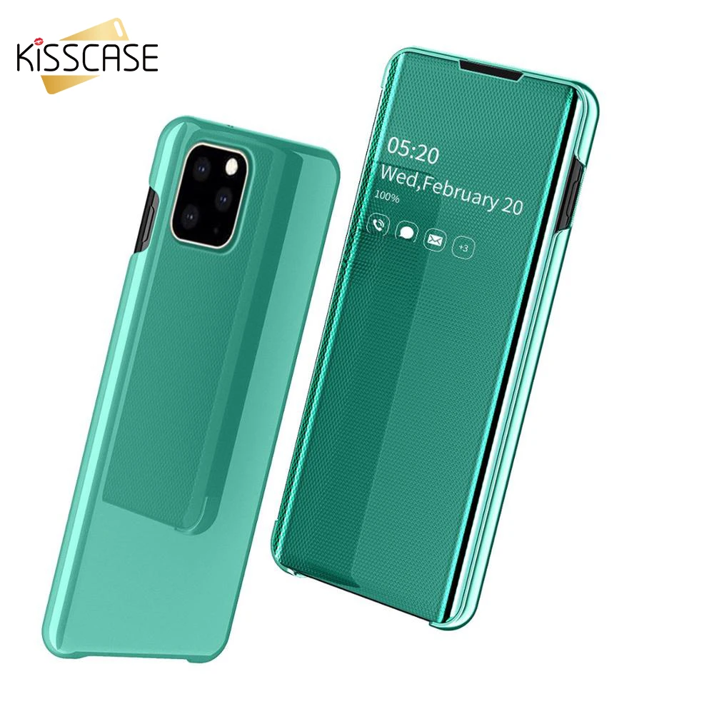 KISSCASE флип покрытие зеркало чехол для телефона сумка iPhone 11 Pro Max XR X XS MAX 8 7 Plus простые