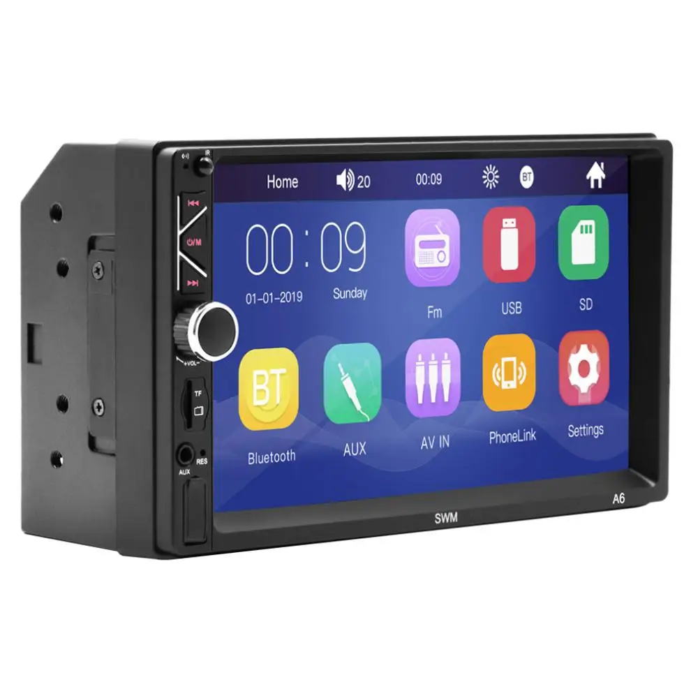 2 DIN 7 дюймов HD сенсорный экран Bluetooth Стерео FM радио MP5 Аудио плеер Поддержка USB/AUX In/Mirrorlink/Управление рулевым колесом