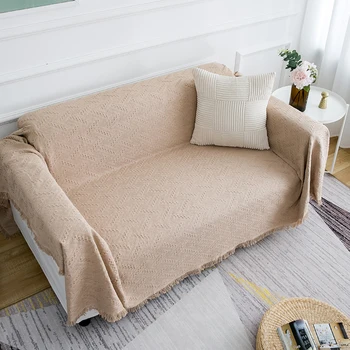 

Khaki sofa blanket, solid color sofa towel, versatile, super large bed cover, full cover knitted thread blanket, home decoration