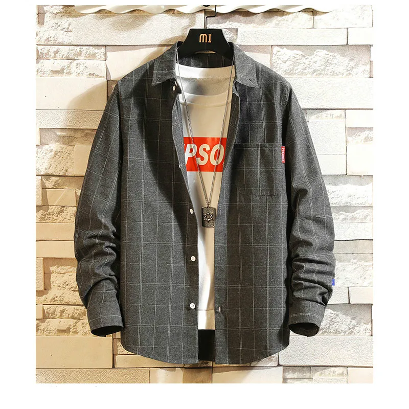 FAVOCENT, осень, мужская полосатая рубашка Карго, мужская Японская уличная одежда, рубашки с длинным рукавом, мужские повседневные хлопковые рубашки с карманами, M-5XL