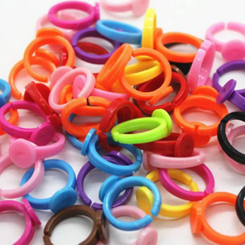 20PCS/Lot DIY Random Color Kids Ring For Children Jewelry Fashion Multicolor Cute Cartoon Girls Resin Adjustable Rings Gift | Украшения и