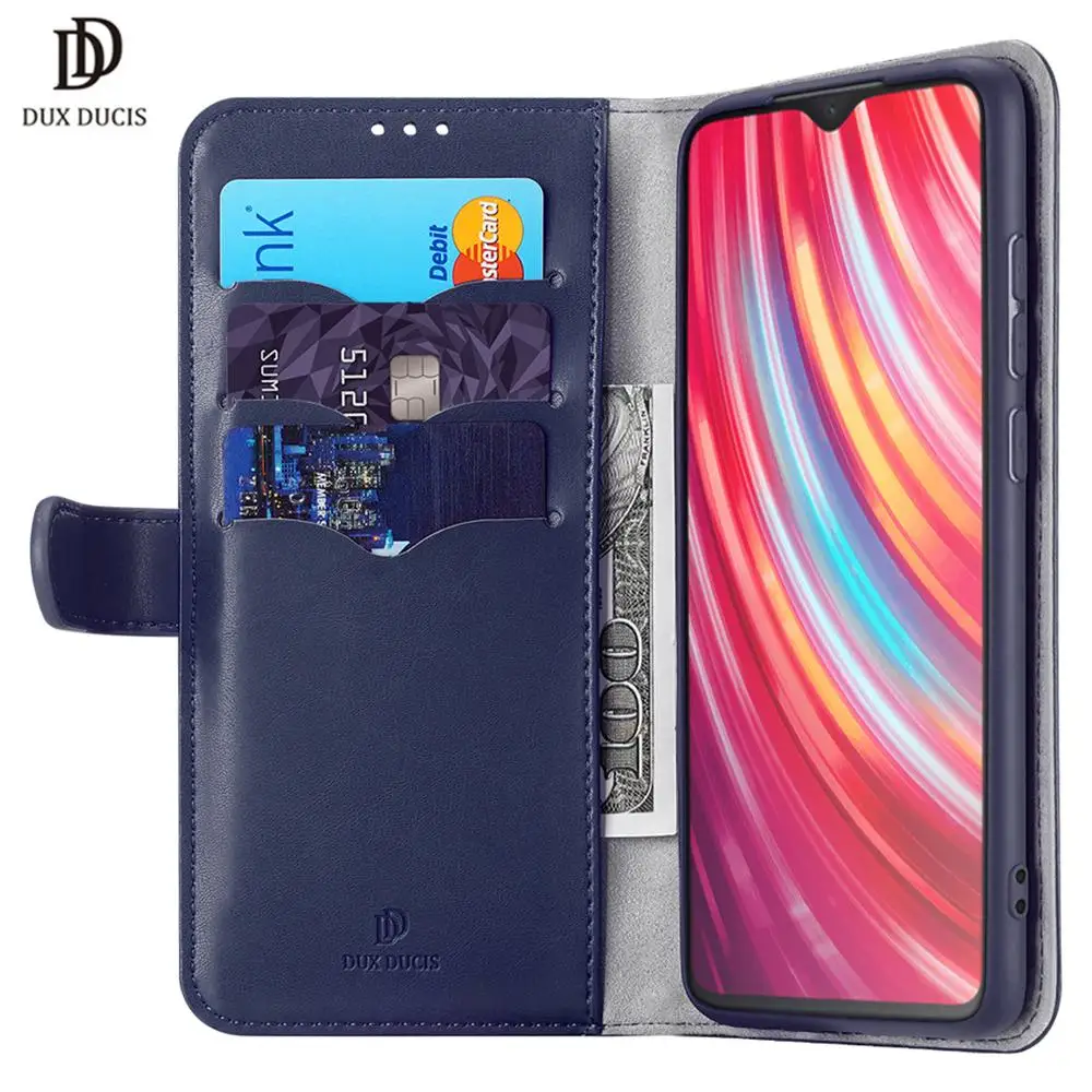 Кожаный флип-чехол DUX DUCIS из флока для Xiaomi Redmi Note 8 кошелек с магнитной застежкой